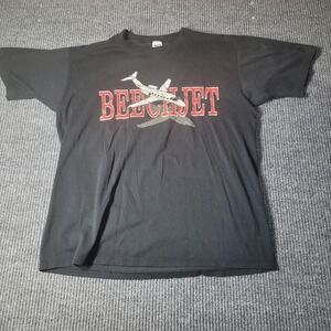 Vintage Wolf Tag Beechjet‎ T-Shirt Black Mens Size XL Made In USA